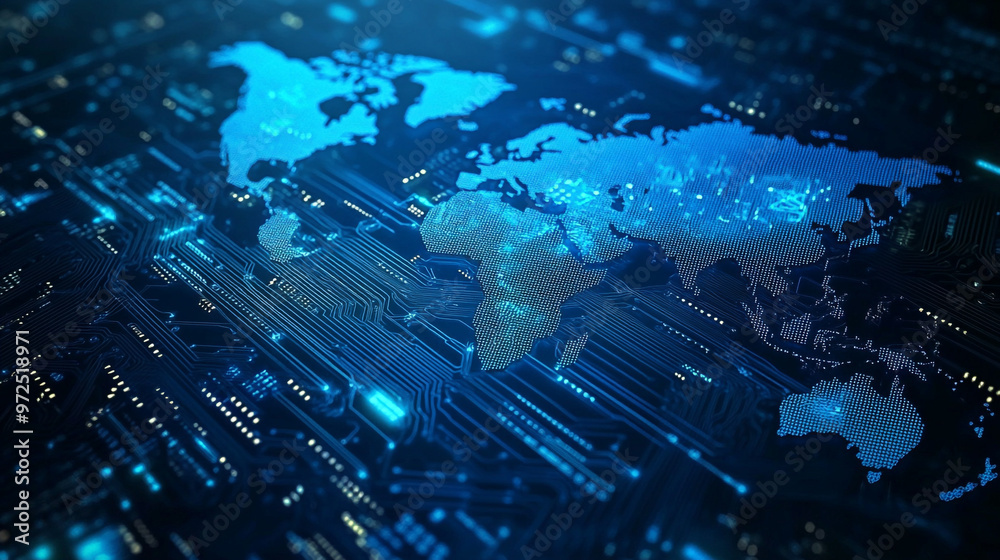 Polygon world map with blockchain technology peer to peer network on ...