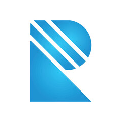 Poster - This logo design depicts an initial letter R in flat bold style in blue color that looks clean and modern on a white background