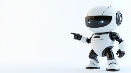 Poster - Animated white robot pointing at a copy space