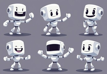 Poster - The robot character is the modern set design for the robot cyborg digital AI collection. It is an illustration robot retro character in a modern design.