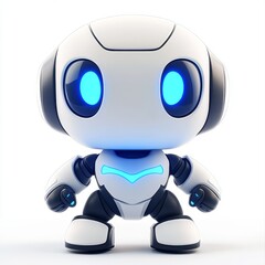 Poster - Icon of virtual smart assistant bot, greeting robot, AI, stock, customer support chat bot, innovation and technology concept. 3D rendering.