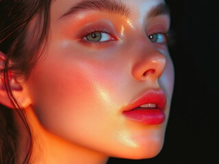 Sticker - Glow-up Beauty Photoshoot: Close-up of Model's Face