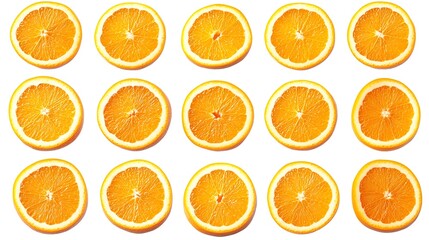 Wall Mural - Slices of orange fruit in a repeating pattern.