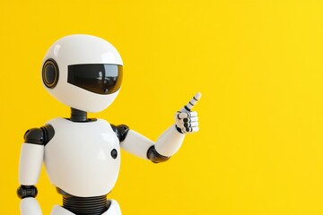 Poster - The cute robot is pointing to a space. Copy the space.
