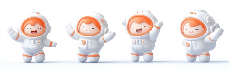 Poster - 3D cartoon character animation, cute little astronaut, generative stock
