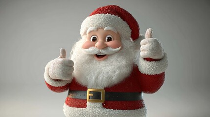 3d render like gesture santa claus flexible spiral hand shows thumb up holiday cartoon character christmas clip art isolate3d on white background