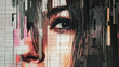 © ZattaVoga - closeup of asian woman's eye digital pixelated distortion effect brunette hair