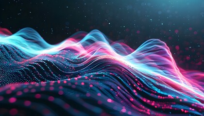 Futuristic Waves of Energy in Abstract Cyberspace: A Digital Background of Dynamic Particles