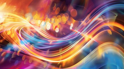 Aufkleber - A burst of colorful light patterns form an intricate, abstract design with flowing hues and radiant effects, creating a visually striking and energetic composition. 