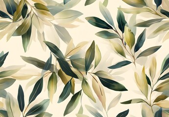 Sticker - Watercolor Green Leaves Pattern