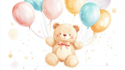 Sticker - Teddy Bear Balloons.