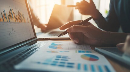 Poster - Business Meeting with Charts and Graphs