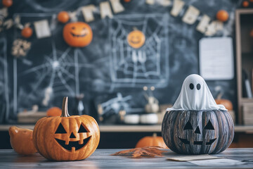 Wall Mural - Perfect seasonal themes pumpkins at Halloween event generative AI