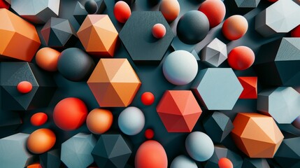 Aufkleber - A sophisticated tech wallpaper composed of an assortment of 3D shapes, like toruses and hexahedrons, arranged with precise alignment 