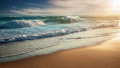 beach at sunset, waves on the sand beach summer holiday vacation concept