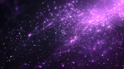 Wall Mural - Purple Network Connecting Dots with Particles Background Animation