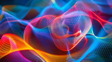 Poster - Abstract colorful light patterns create a mesmerizing visual effect with vibrant swirls and gradients blending together in an artistic composition. Close-up photo with clean background