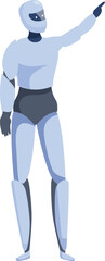 Poster - Humanoid robot pointing with finger upwards, artificial intelligence concept