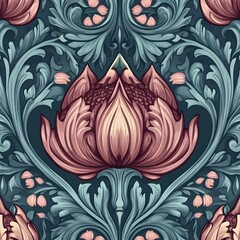 Floral pattern with pink and teal details