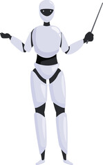 Poster - White humanoid robot holding a pointer stick and explaining something