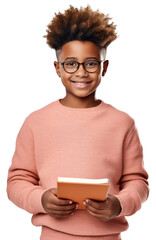 Sticker - PNG Reading book portrait glasses sweater.