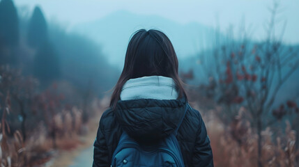 Poster - Young Chinese Model Scenic Mountain Pass