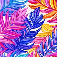 Sticker - Colorful Tropical Leaves Pattern