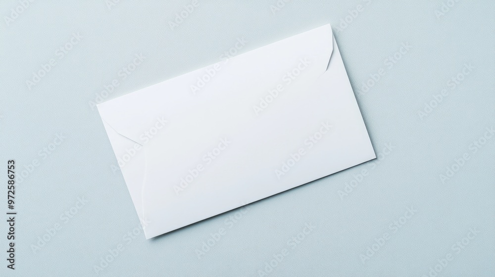 White Envelope Mockup on a Light Blue Background, Blank Envelope ...