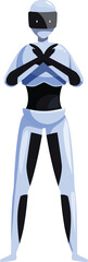 Poster - Robot showing stop sign with crossed arms gesture, artificial intelligence
