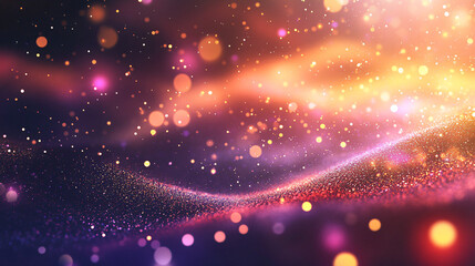 Leinwandbilder - Shimmering wave of particles flowing through a colorful space filled with bokeh lights in abstract background
