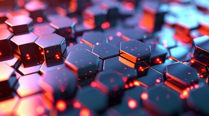 Leinwandbilder - An abstract tech wallpaper featuring an intricate arrangement of various 3D shapes such as hexagons, cylinders, and polyhedra