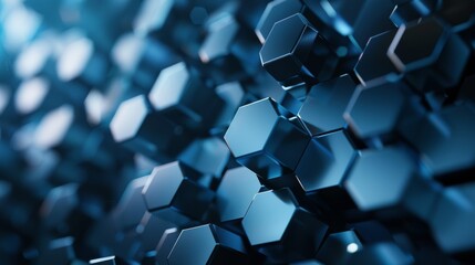 Leinwandbilder - An abstract tech wallpaper featuring an intricate arrangement of various 3D shapes such as hexagons, cylinders, and polyhedra
