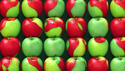 Vibrant pattern of red and green apples creating a fresh and fruity design