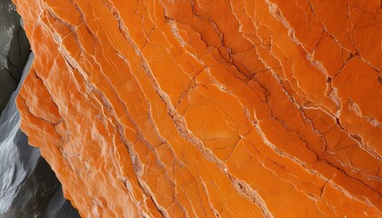 Wall Mural - Vibrant orange stone surface showcasing intricate patterns and natural depth