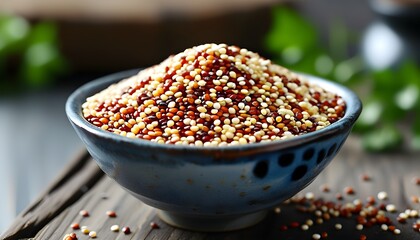 Nutritious bowl of Quinoa grains showcasing healthy eating and vibrant textures