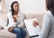 © Prostock-studio - Psychologist taking notes during therapy session with her emotional female patient that talking with about her problems and actively gesturing