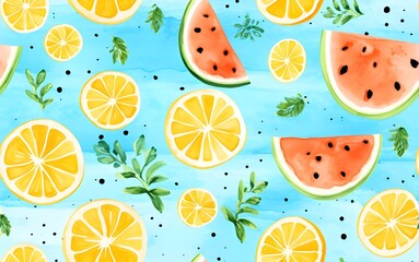 seamless pattern with fruits 