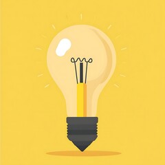 Poster - A Single Light Bulb Against a Yellow Background
