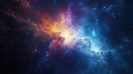 Colorful space galaxy cloud nebula. Stary night cosmos.