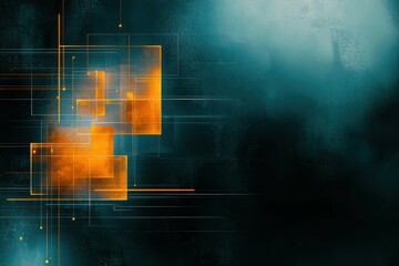 Aufkleber - Abstract geometric design with orange and teal tones creating a modern feel.