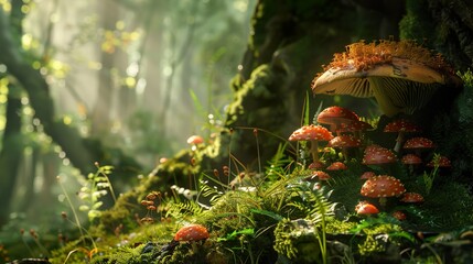 Poster - Enchanted Forest: A Gathering of Mushrooms