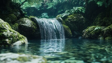 Poster - Serene Waterfall in Lush Forest