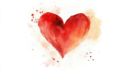 Aufkleber - A vibrant watercolor heart illustration featuring shades of red against a light background with splatters, symbolizing love and passion
