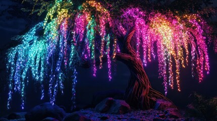 Wall Mural - Illuminated Willow Tree