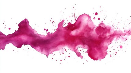 Poster - Vibrant pink watercolor splash with dynamic details showcasing a fluid artistic expression on a clean background