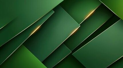 Poster - Abstract green geometric design with layered panels and soft golden light.