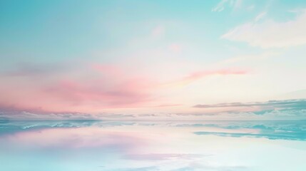 Poster - A beautiful blue sky with pink clouds and a calm ocean