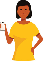 Poster - young woman is holding a smartphone with a blank screen in her hand