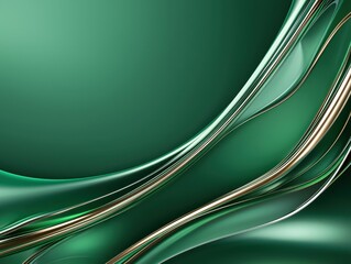 Poster - Abstract green wave design with smooth flowing lines and glossy textures.