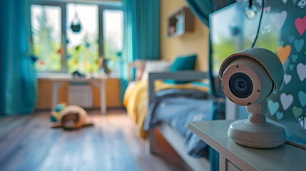 Poster - Safety First: Smart Home Security System with Camera Monitoring and Child Friendly Controls in Kids Room.